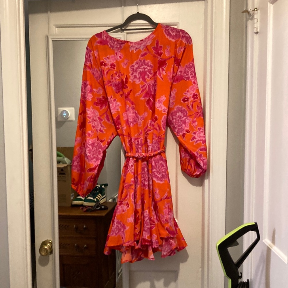 Boohoo tropical dress with braided sash